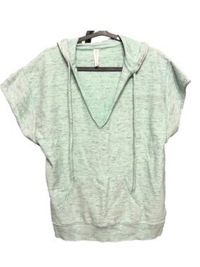 Anthropologie Daily Practice Mint Green Grey Heathered Short Sleeve Hoodie XS